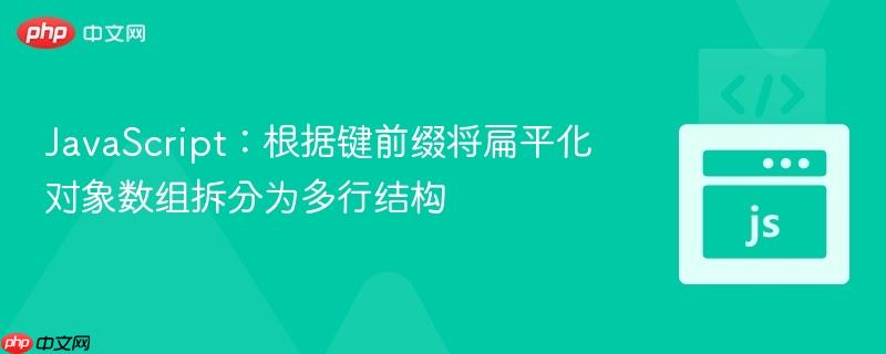 JavaScript：根据键前缀将扁平化对象数组拆分为多行结构