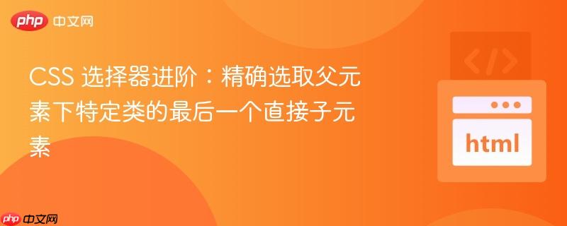 CSS 选择器进阶：精确选取父元素下特定类的最后一个直接子元素