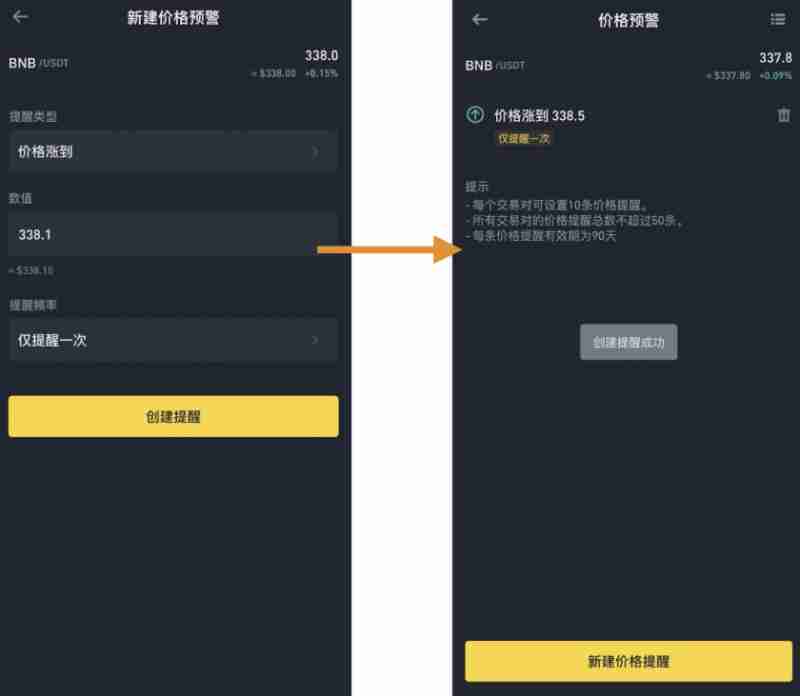 币安价格提醒功能是什么?如何设置?币安价格提醒功能设置教学(APP)