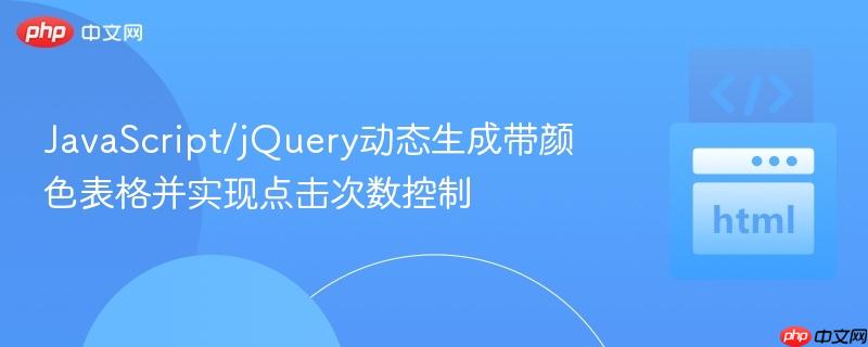 JavaScript/jQuery动态生成带颜色表格并实现点击次数控制