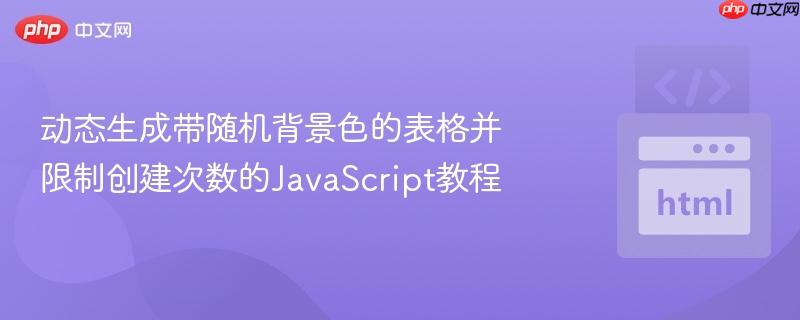 动态生成带随机背景色的表格并限制创建次数的JavaScript教程