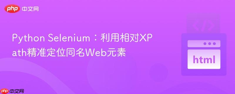 Python Selenium：利用相对XPath精准定位同名Web元素