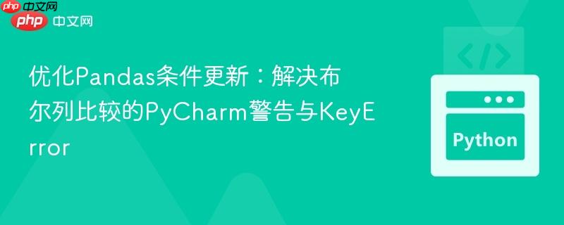 优化Pandas条件更新：解决布尔列比较的PyCharm警告与KeyError