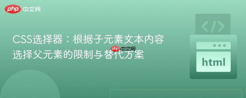 CSS选择器：根据子元素文本内容选择父元素的限制与替代方案