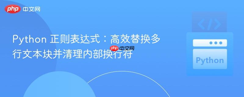 Python 正则表达式：高效替换多行文本块并清理内部换行符