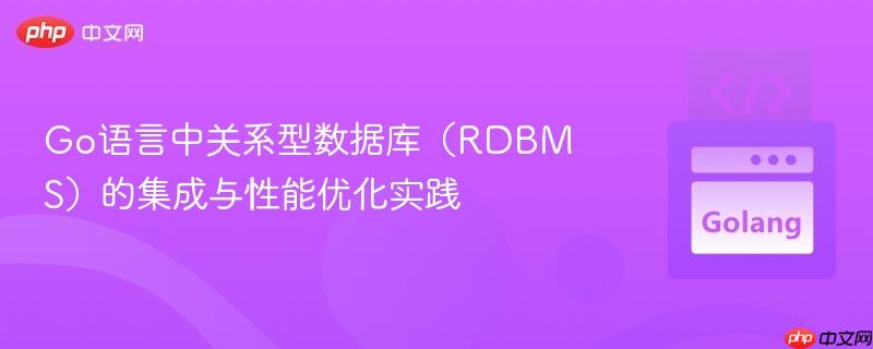 Go语言中关系型数据库（RDBMS）的集成与性能优化实践