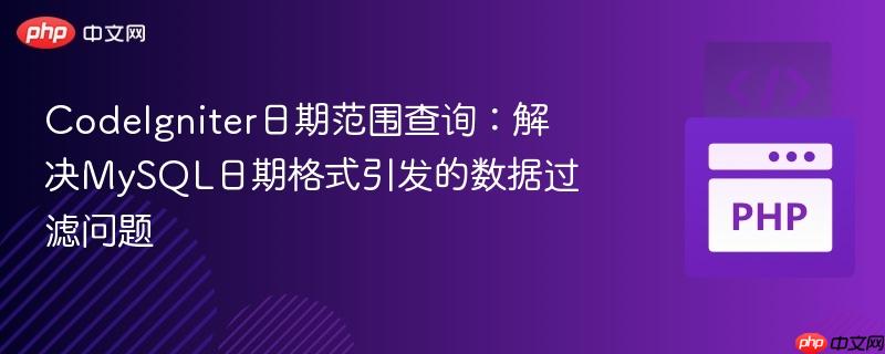 CodeIgniter日期范围查询：解决MySQL日期格式引发的数据过滤问题