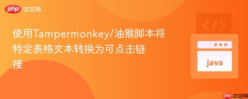 使用Tampermonkey/油猴脚本将特定表格文本转换为可点击链接
