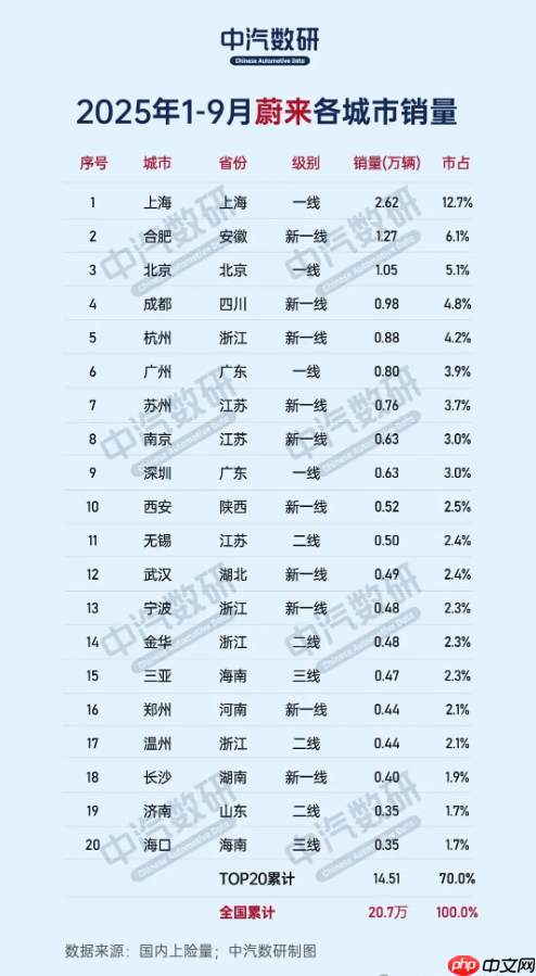 今年几十万辆蔚来汽车都卖到哪里去了？合肥才排第二！