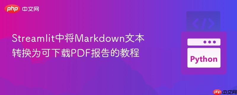Streamlit中将Markdown文本转换为可下载PDF报告的教程