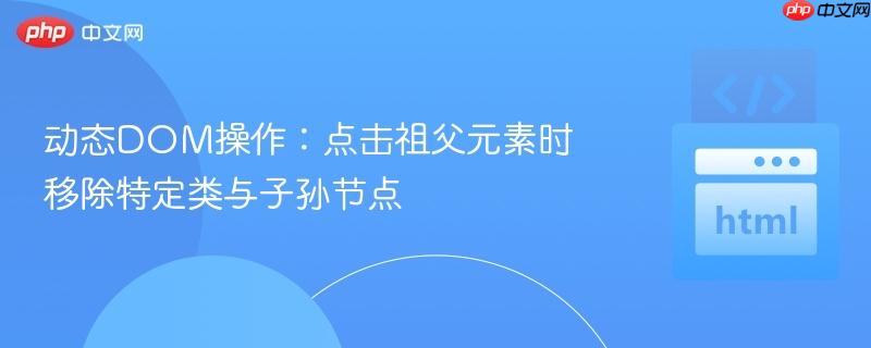 动态DOM操作：点击祖父元素时移除特定类与子孙节点