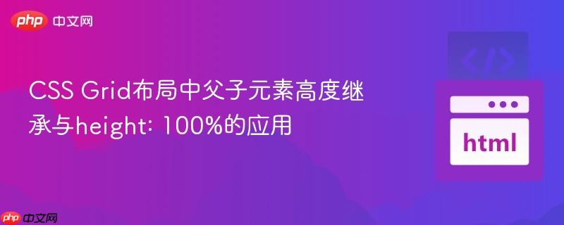 CSS Grid布局中父子元素高度继承与height: 100%的应用