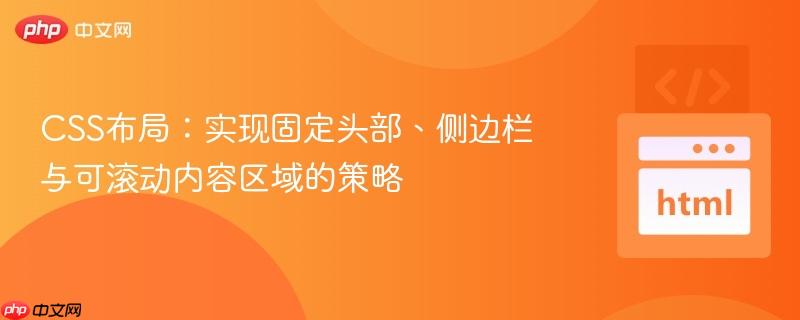 CSS布局：实现固定头部、侧边栏与可滚动内容区域的策略