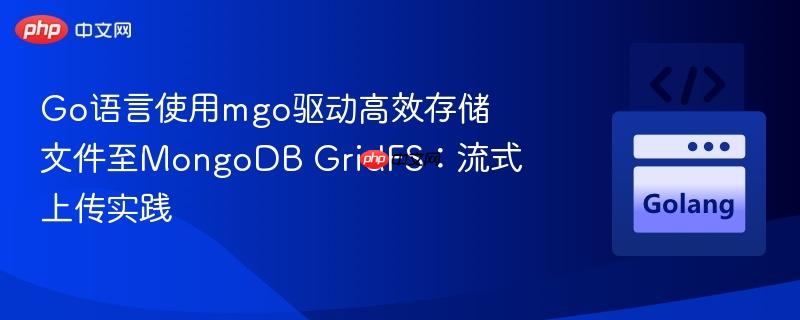 Go语言使用mgo驱动高效存储文件至MongoDB GridFS：流式上传实践
