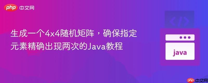 生成一个4x4随机矩阵，确保指定元素精确出现两次的java教程
