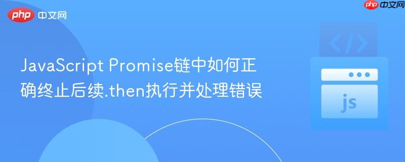 JavaScript Promise链中如何正确终止后续.then执行并处理错误