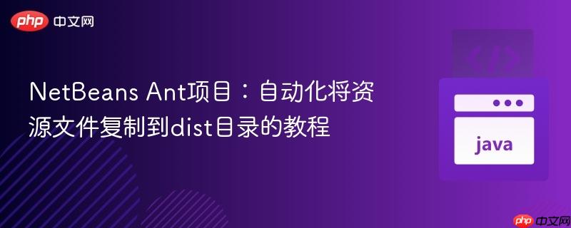NetBeans Ant项目：自动化将资源文件复制到dist目录的教程