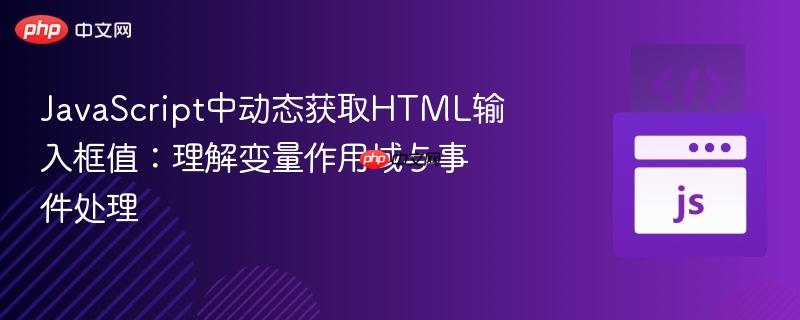 JavaScript中动态获取HTML输入框值：理解变量作用域与事件处理