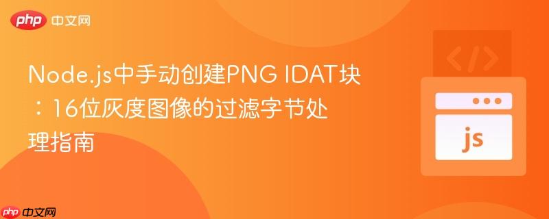 Node.js中手动创建PNG IDAT块：16位灰度图像的过滤字节处理指南