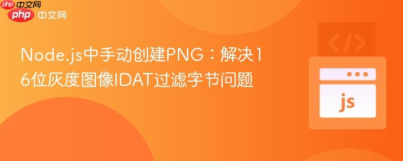Node.js中手动创建PNG：解决16位灰度图像IDAT过滤字节问题