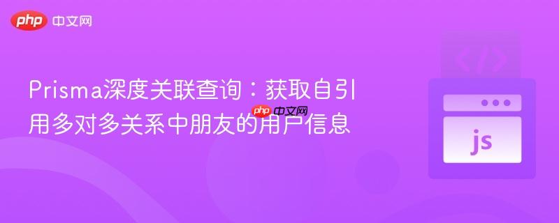 Prisma深度关联查询：获取自引用多对多关系中朋友的用户信息