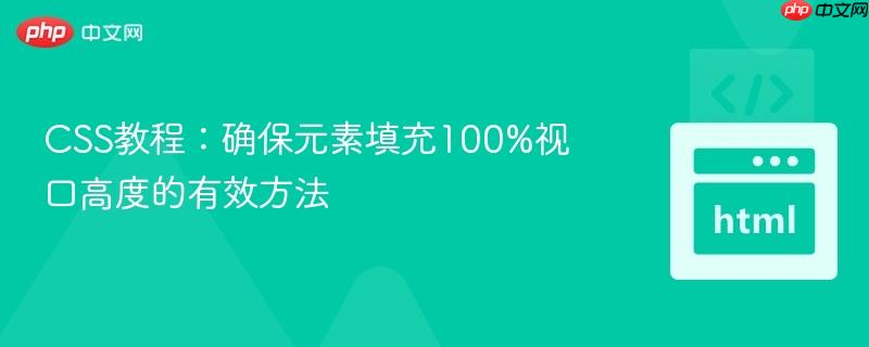 CSS教程：确保元素填充100%视口高度的有效方法