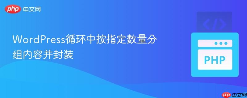 wordpress循环中按指定数量分组内容并封装