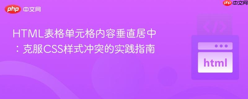 HTML表格单元格内容垂直居中：克服CSS样式冲突的实践指南