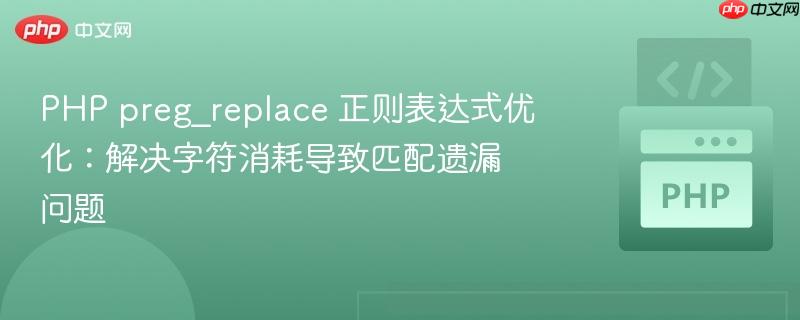 PHP preg_replace 正则表达式优化：解决字符消耗导致匹配遗漏问题