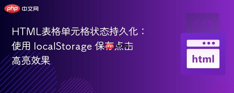 HTML表格单元格状态持久化：使用 localStorage 保存点击高亮效果