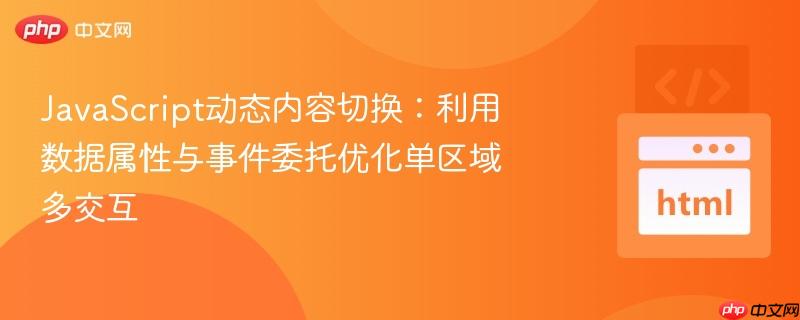 JavaScript动态内容切换：利用数据属性与事件委托优化单区域多交互