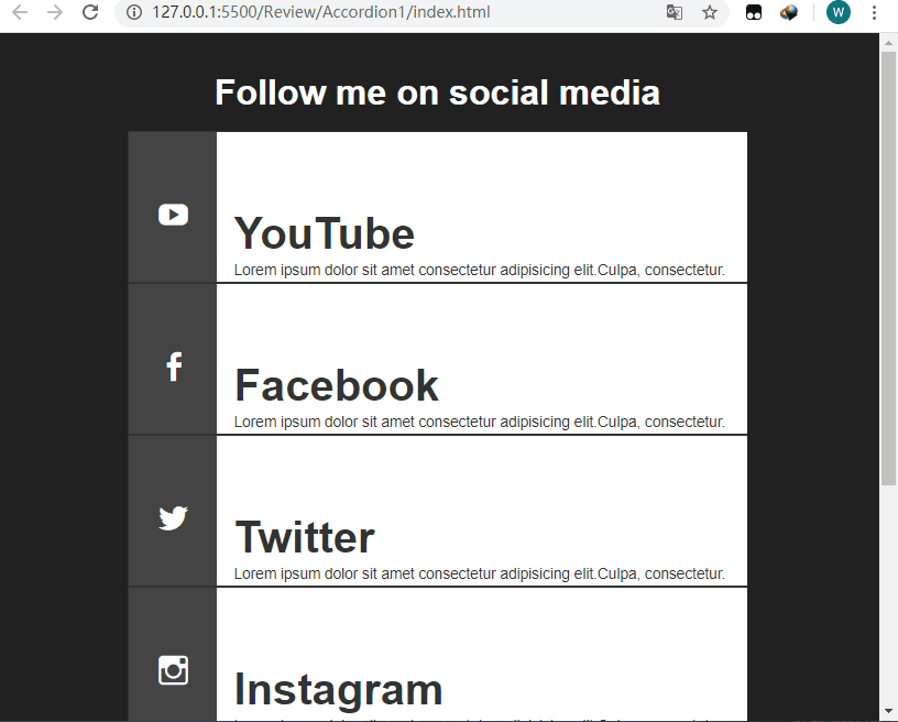 CSS3 实现响应式手风琴
