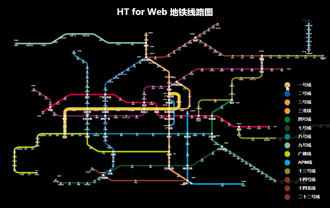 HTML5 Canvas的交互式地铁线路图实现代码