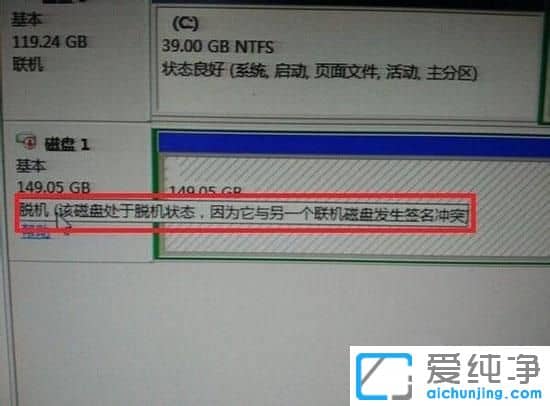 win7纯净版系统显示该磁盘处于脱机状态怎么办