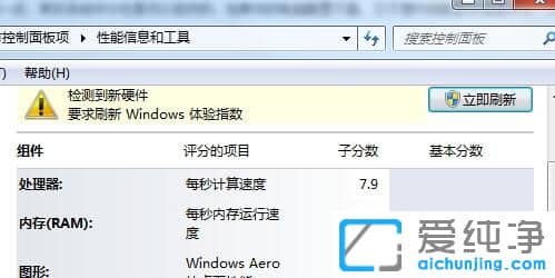 Win7纯净版64位系统体验指数评分怎么修改