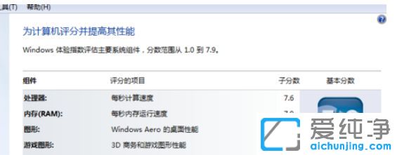 Win7纯净版64位系统怎么查看电脑性能