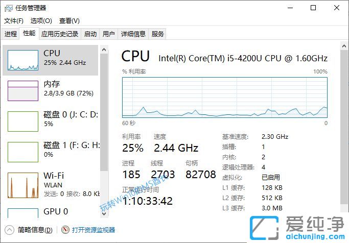 Win10纯净版64位系统怎么查看电脑运行了多长时间