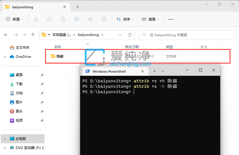 win11怎么隐藏文件夹_Win11用CMD命令隐藏文件夹的方法