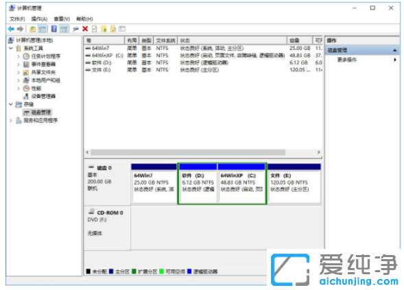 win10纯净版磁盘合并分区的操作步骤